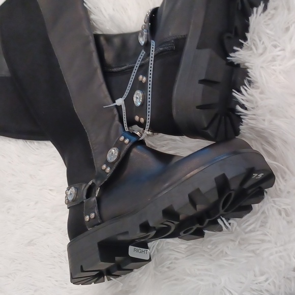KARL LAGERFELD MILLA LEATHER RHINESTONE EMBELLISHED KNEE HIGH BOOTS NEW SZ 10 - Picture 11 of 16